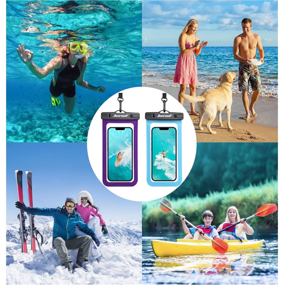 Hiearcool BEACH ESSENTIALS-SUPERIOR WATERPROOF Phone Pouch set of 2 Teal Blue